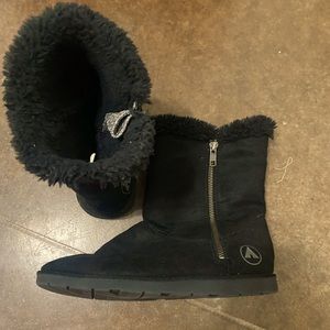 Black AirWalk furry boots with glitter and zipper (SIZE 9)